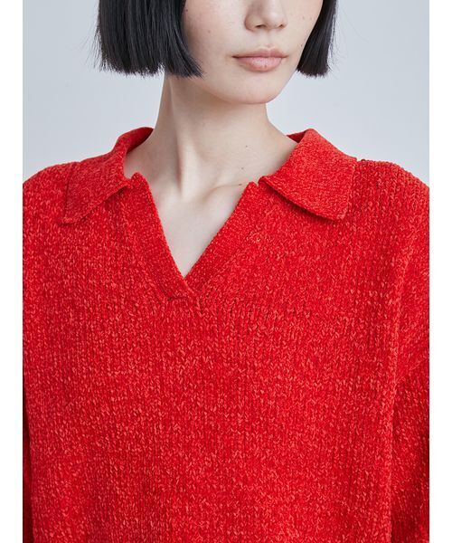 MIESROHE（ミースロエ）の「モールヤーンオープンカラーNT（ニット/セーター・レディース・ホワイト/ブラック/レッド・F）」の11枚目の写真