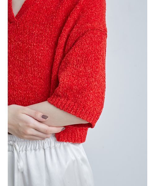 【MIESROHE】モールヤーンオープンカラーNT【新品、タグ付】 モールヤーンオープンカラーNT(ニット)｜トップス｜MIESROHE