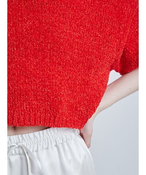 MIESROHE（ミースロエ）の「モールヤーンオープンカラーNT（ニット/セーター・レディース・ホワイト/ブラック/レッド・F）」の13枚目の写真