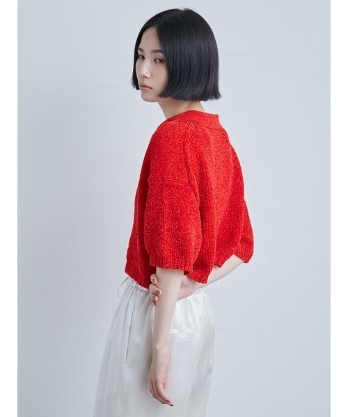 MIESROHE（ミースロエ）の「モールヤーンオープンカラーNT（ニット/セーター・レディース・ホワイト/ブラック/レッド・F）」の19枚目の写真