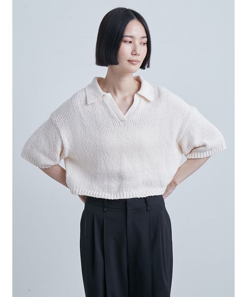 MIESROHE（ミースロエ）の「モールヤーンオープンカラーNT（ニット/セーター・レディース・ホワイト/ブラック/レッド・F）」の22枚目の写真