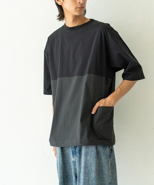 HORIZON DREAM(ホライゾンドリーム)の「速乾布帛キャリーポケットTシャツ(Tシャツ/カットソー・メンズ・ブラック/ホワイト・LARGE/MEDIUM)」の2枚目の写真