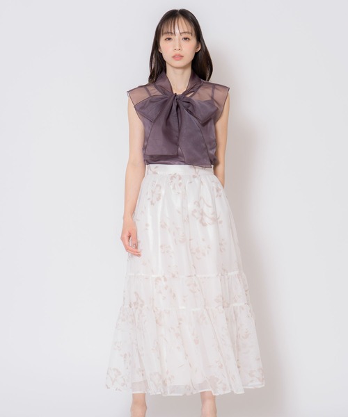 NOELA(ノエラ)の「フラワーフロッキーメッシュスカート(スカート・レディース・ボルドー/オフホワイト/ブラウン・M/S)」の2枚目の写真