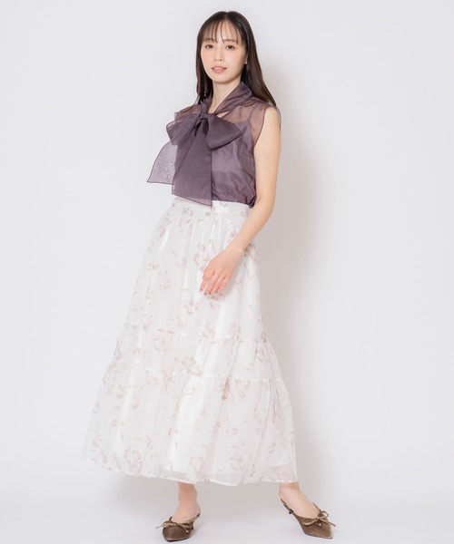 NOELA(ノエラ)の「フラワーフロッキーメッシュスカート(スカート・レディース・ボルドー/オフホワイト/ブラウン・M/S)」の21枚目の写真