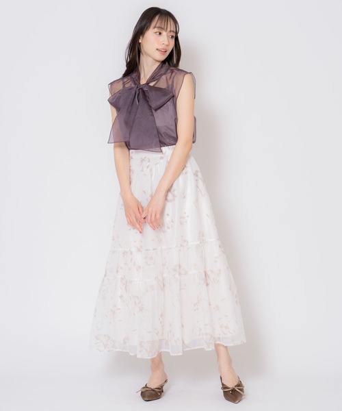 NOELA(ノエラ)の「フラワーフロッキーメッシュスカート(スカート・レディース・ボルドー/オフホワイト/ブラウン・M/S)」の14枚目の写真