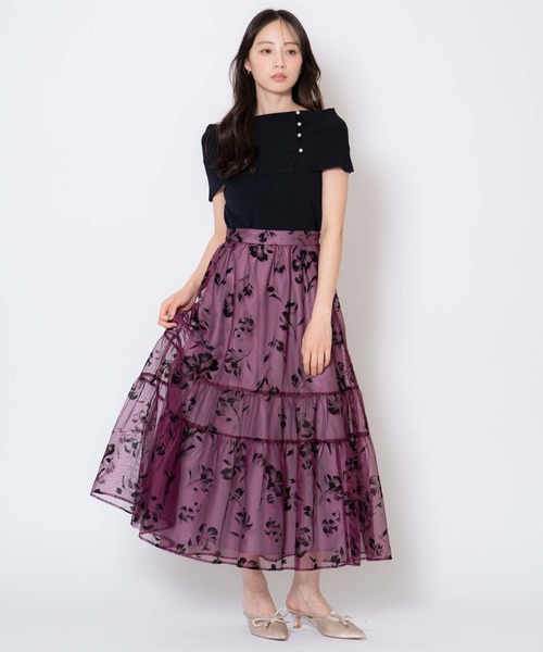 NOELA(ノエラ)の「フラワーフロッキーメッシュスカート(スカート・レディース・ボルドー/オフホワイト/ブラウン・M/S)」の15枚目の写真