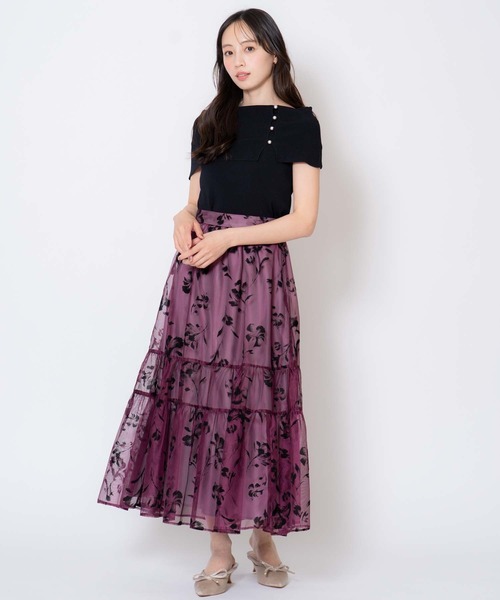 NOELA(ノエラ)の「フラワーフロッキーメッシュスカート(スカート・レディース・ボルドー/オフホワイト/ブラウン・M/S)」の16枚目の写真