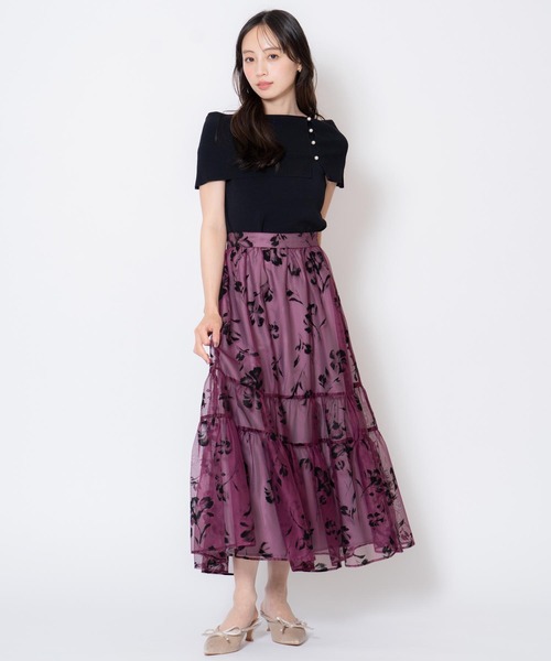 NOELA(ノエラ)の「フラワーフロッキーメッシュスカート(スカート・レディース・ボルドー/オフホワイト/ブラウン・M/S)」の17枚目の写真