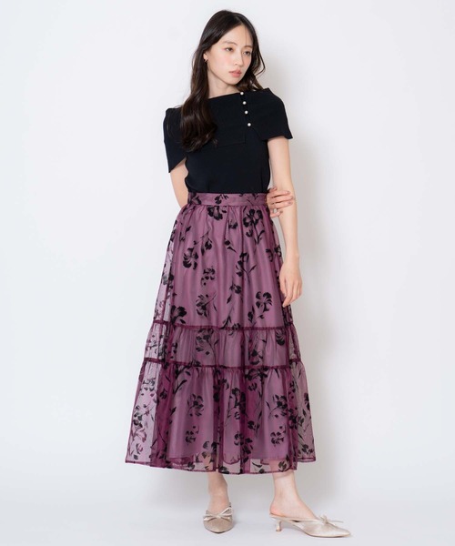 NOELA(ノエラ)の「フラワーフロッキーメッシュスカート(スカート・レディース・ボルドー/オフホワイト/ブラウン・M/S)」の18枚目の写真