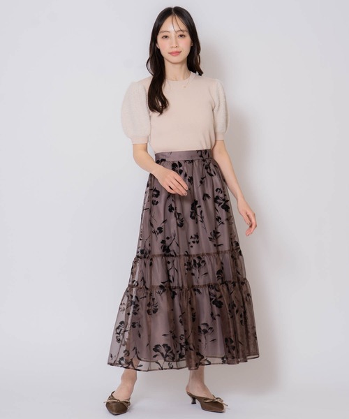 NOELA(ノエラ)の「フラワーフロッキーメッシュスカート(スカート・レディース・ボルドー/オフホワイト/ブラウン・M/S)」の10枚目の写真