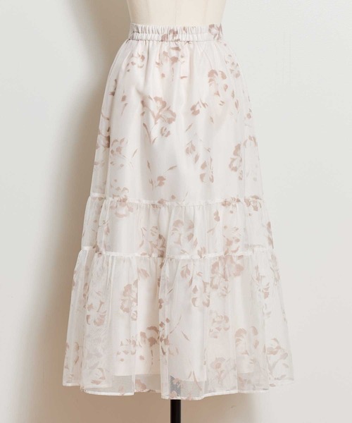 NOELA(ノエラ)の「フラワーフロッキーメッシュスカート(スカート・レディース・ボルドー/オフホワイト/ブラウン・M/S)」の13枚目の写真