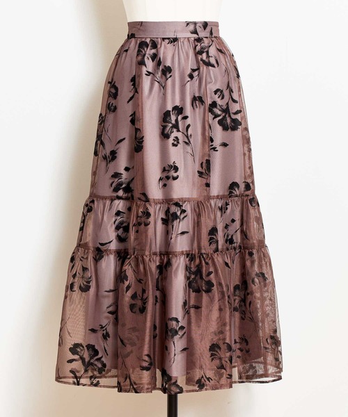 NOELA(ノエラ)の「フラワーフロッキーメッシュスカート(スカート・レディース・ボルドー/オフホワイト/ブラウン・M/S)」の7枚目の写真