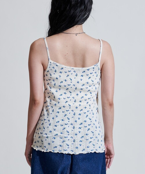 セール】花柄 針抜きフライス ヘンリーネック キャミソール