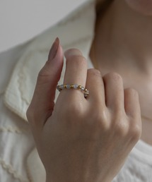 abaskdesign（アバスクデザイン）の「天然石ビーズゴムリング（リング）」