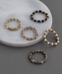 abaskdesign（アバスクデザイン）の「天然石ビーズゴムリング（リング）」