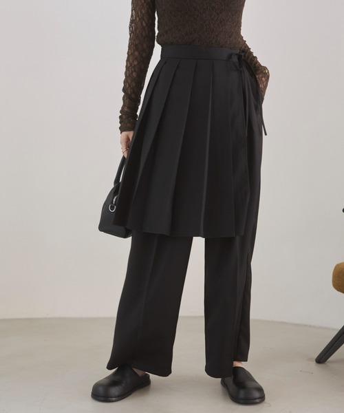 ANGIE（アンジー）の「【セットアイテム/単品着用可能】ラッププリーツスカート付き スラックスパンツ（スラックス・レディース・ブラック/チャコール・FREE）」の15枚目の写真