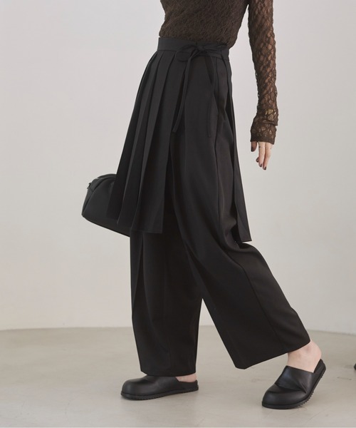 ANGIE（アンジー）の「【セットアイテム/単品着用可能】ラッププリーツスカート付き スラックスパンツ（スラックス・レディース・ブラック/チャコール・FREE）」の17枚目の写真