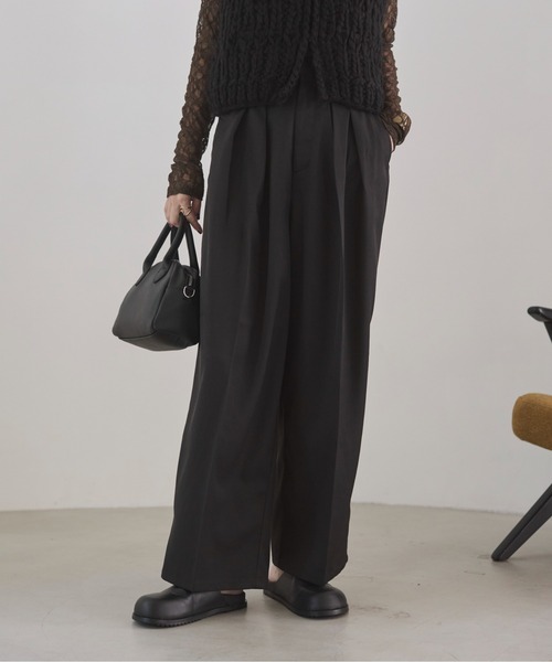 ANGIE（アンジー）の「【セットアイテム/単品着用可能】ラッププリーツスカート付き スラックスパンツ（スラックス・レディース・ブラック/チャコール・FREE）」の19枚目の写真