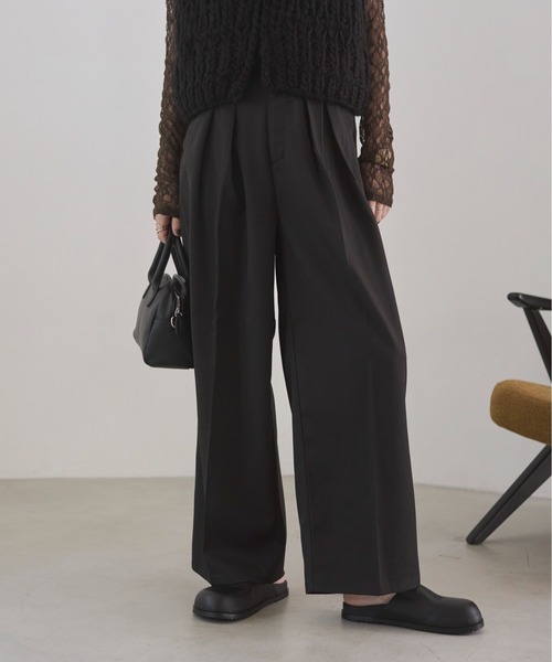 ANGIE（アンジー）の「【セットアイテム/単品着用可能】ラッププリーツスカート付き スラックスパンツ（スラックス・レディース・ブラック/チャコール・FREE）」の4枚目の写真