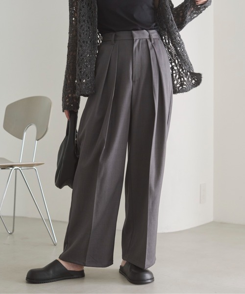 ANGIE（アンジー）の「【セットアイテム/単品着用可能】ラッププリーツスカート付き スラックスパンツ（スラックス・レディース・ブラック/チャコール・FREE）」の6枚目の写真