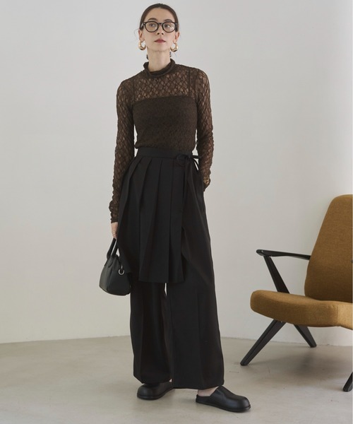 ANGIE（アンジー）の「【セットアイテム/単品着用可能】ラッププリーツスカート付き スラックスパンツ（スラックス・レディース・ブラック/チャコール・FREE）」の22枚目の写真