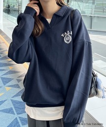FIRSTMOOD別注【YALE】襟付きオーバーサイズ裏起毛スウェット