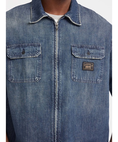 【インディゴブルー(GOHD)】GUESS Originals 半袖シャツ (M)Denim Zip Ss Shirt GUESS Originals Denim Zip Ss Shirt 半袖シャツ | GUESS(ゲス) JAPAN