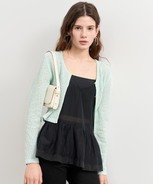 GENERAL IDEA(ジェネラルアイデア)の「GENERAL IDEA/ジェネラルアイディア glitter knit cardigan ニットカーディガン 冬服(カーディガン/ボレロ・レディース・ブラック/グリーン・S/M/L)」の2枚目の写真
