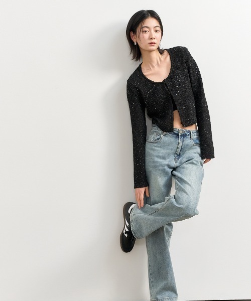 GENERAL IDEA(ジェネラルアイデア)の「GENERAL IDEA/ジェネラルアイディア glitter knit cardigan ニットカーディガン 冬服(カーディガン/ボレロ・レディース・ブラック/グリーン・S/M/L)」の5枚目の写真