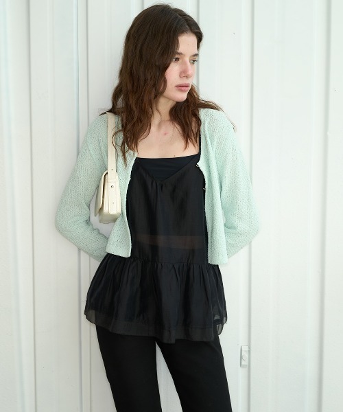 GENERAL IDEA(ジェネラルアイデア)の「GENERAL IDEA/ジェネラルアイディア glitter knit cardigan ニットカーディガン 冬服(カーディガン/ボレロ・レディース・ブラック/グリーン・S/M/L)」の12枚目の写真
