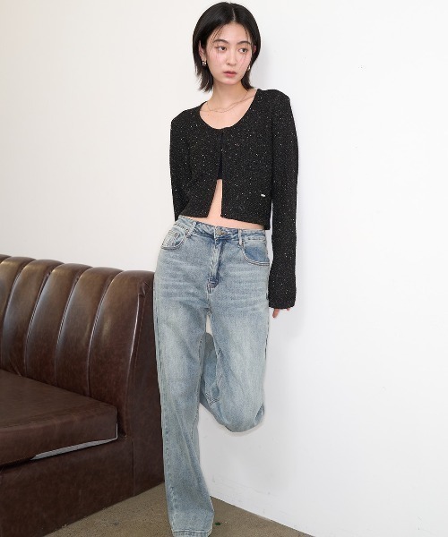 GENERAL IDEA(ジェネラルアイデア)の「GENERAL IDEA/ジェネラルアイディア glitter knit cardigan ニットカーディガン 冬服(カーディガン/ボレロ・レディース・ブラック/グリーン・S/M/L)」の6枚目の写真