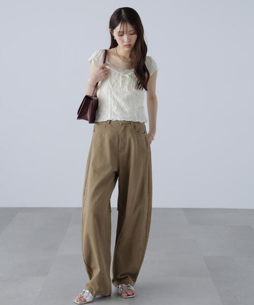 FREE'S MART（フリーズマート）の「◆レーストリムカットジャガードカットソー（Tシャツ/カットソー・レディース・ブラウン/ホワイト・FREE）」の17枚目の写真