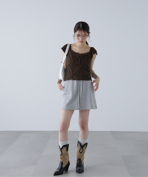 FREE'S MART（フリーズマート）の「◆レーストリムカットジャガードカットソー（Tシャツ/カットソー・レディース・ブラウン/ホワイト・FREE）」の14枚目の写真