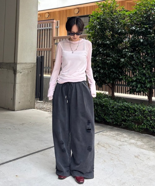 パンツ AMERI Fp4 SULFUR DYEING WIDE SWEAT PANTS（スウェットパンツ）｜Ameri