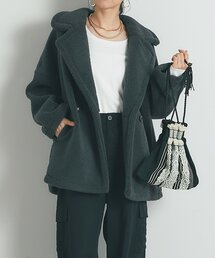 mando/マンドゥ ボア ピーコート　(๑˃̵ᴗ˂̵)！ mando（マンド）ウールソフトメルトンモッズコート 23390-001
