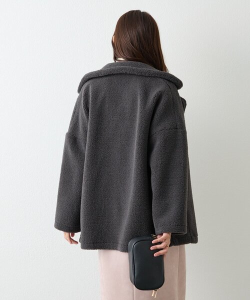 un dix cors（アンディコール）の「《ふんわり上品なこなれ感》ミクロボアコート（ピーコート・レディース・ブラウン/グレー・FREE）」の6枚目の写真