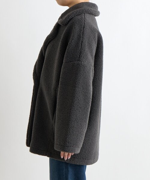 un dix cors（アンディコール）の「《ふんわり上品なこなれ感》ミクロボアコート（ピーコート・レディース・ブラウン/グレー・FREE）」の14枚目の写真