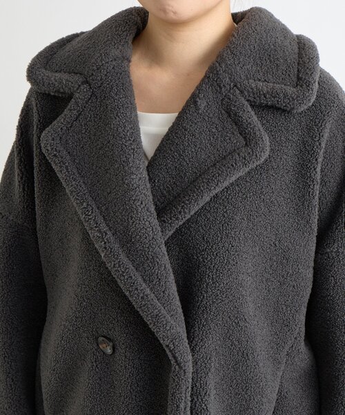 un dix cors（アンディコール）の「《ふんわり上品なこなれ感》ミクロボアコート（ピーコート・レディース・ブラウン/グレー・FREE）」の16枚目の写真