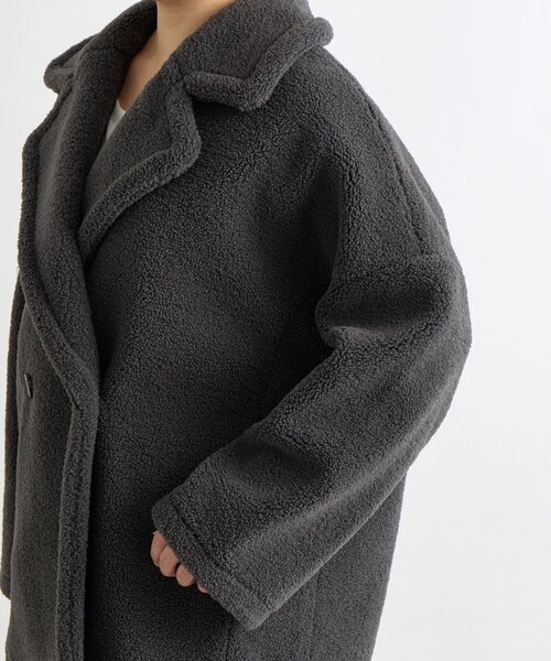 un dix cors（アンディコール）の「《ふんわり上品なこなれ感》ミクロボアコート（ピーコート・レディース・ブラウン/グレー・FREE）」の19枚目の写真