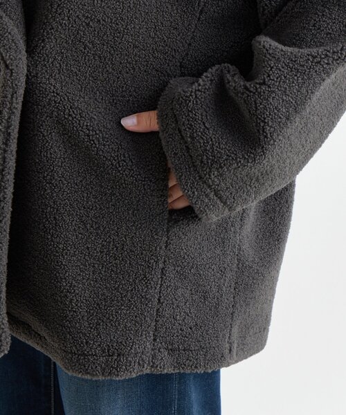 un dix cors（アンディコール）の「《ふんわり上品なこなれ感》ミクロボアコート（ピーコート・レディース・ブラウン/グレー・FREE）」の20枚目の写真