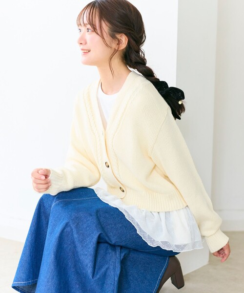 Feroux（フェルゥ）の「ゆるニット カーディガン（ニット/セーター・レディース・ベージュ系/ピンク系/アイボリー系・F）」の7枚目の写真