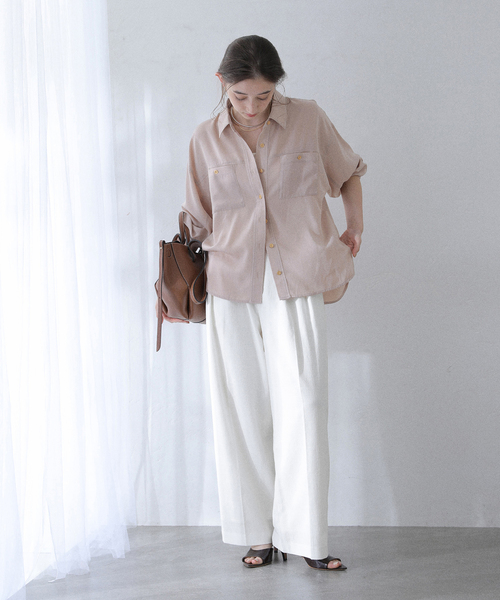 La TOTALITE（ラトータリテ）の「【洗える】シュシュSETピーチサテン起毛シャツ（シャツ/ブラウス・レディース・ブラウン/キャメル/バーガンディー・FREE）」の16枚目の写真