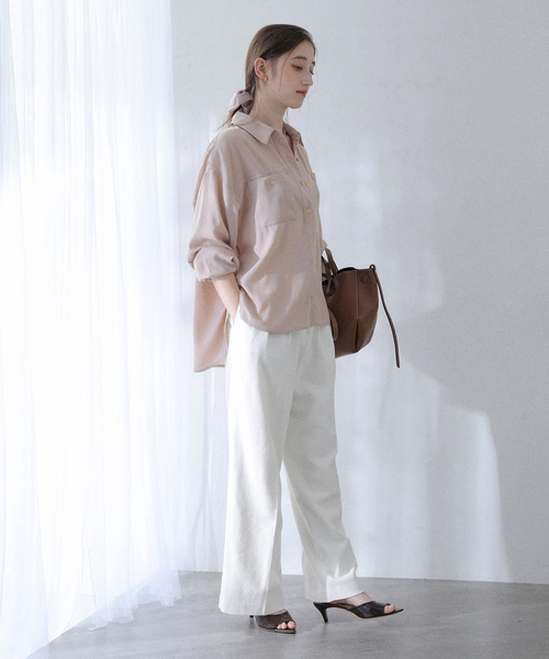 La TOTALITE（ラトータリテ）の「【洗える】シュシュSETピーチサテン起毛シャツ（シャツ/ブラウス・レディース・ブラウン/キャメル/バーガンディー・FREE）」の17枚目の写真