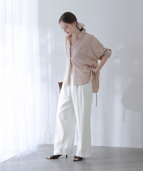 La TOTALITE（ラトータリテ）の「【洗える】シュシュSETピーチサテン起毛シャツ（シャツ/ブラウス・レディース・ブラウン/キャメル/バーガンディー・FREE）」の18枚目の写真