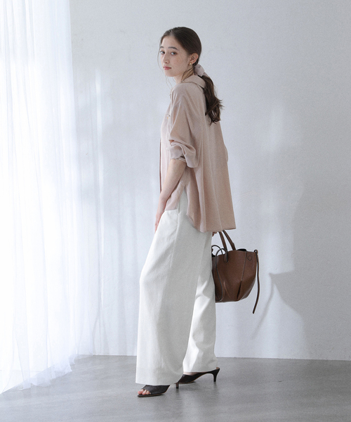 La TOTALITE（ラトータリテ）の「【洗える】シュシュSETピーチサテン起毛シャツ（シャツ/ブラウス・レディース・ブラウン/キャメル/バーガンディー・FREE）」の19枚目の写真