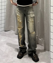 laguagem ラグアジェム　デニム　未使用 セール】ASYMMETRY クラッシュデニム（デニムパンツ）｜LAGUA