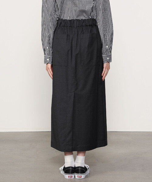 nicholson&nicholson（ニコルソンアンドニコルソン）の「nicholson & nicholson | ストレッチウール ロングスカート WOMEN（スカート・レディース・ブルー系その他5/チャコール・38）」の14枚目の写真