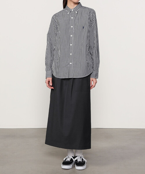 nicholson&nicholson（ニコルソンアンドニコルソン）の「nicholson & nicholson | ストレッチウール ロングスカート WOMEN（スカート・レディース・ブルー系その他5/チャコール・38）」の12枚目の写真