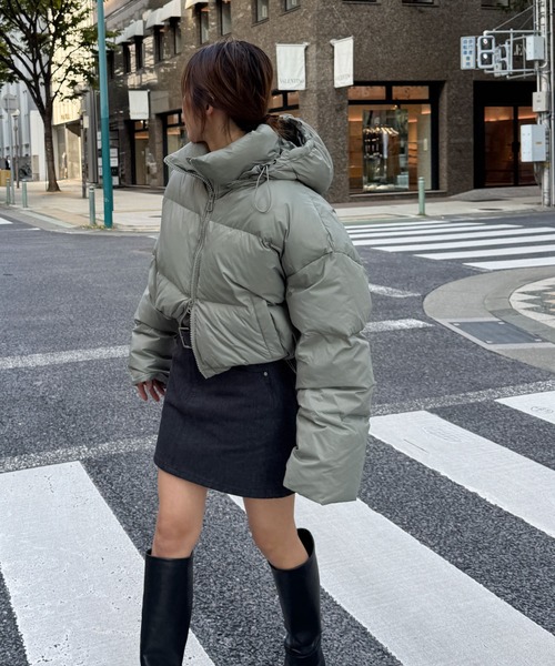 CANAL JEAN（キャナルジーン）の「El mar　パーカーショートダウンジャケット（ダウンジャケット/コート・レディース・グレー/ブラック/ミント・ONE SIZE）」の3枚目の写真