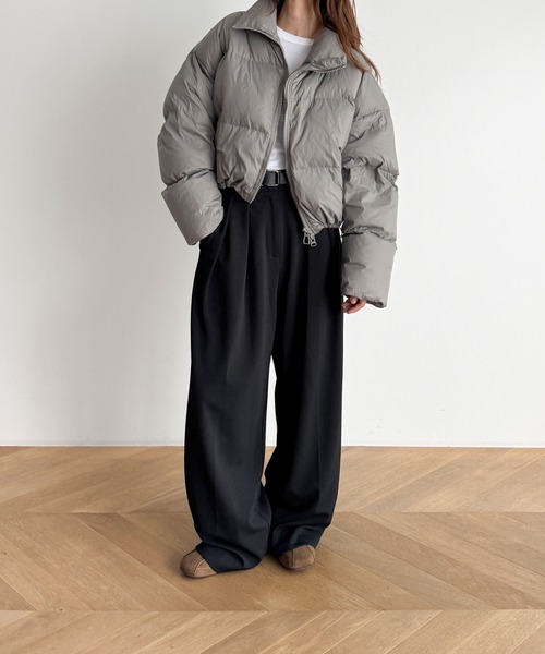 CANAL JEAN（キャナルジーン）の「El mar　パーカーショートダウンジャケット（ダウンジャケット/コート・レディース・グレー/ブラック/ミント・ONE SIZE）」の10枚目の写真